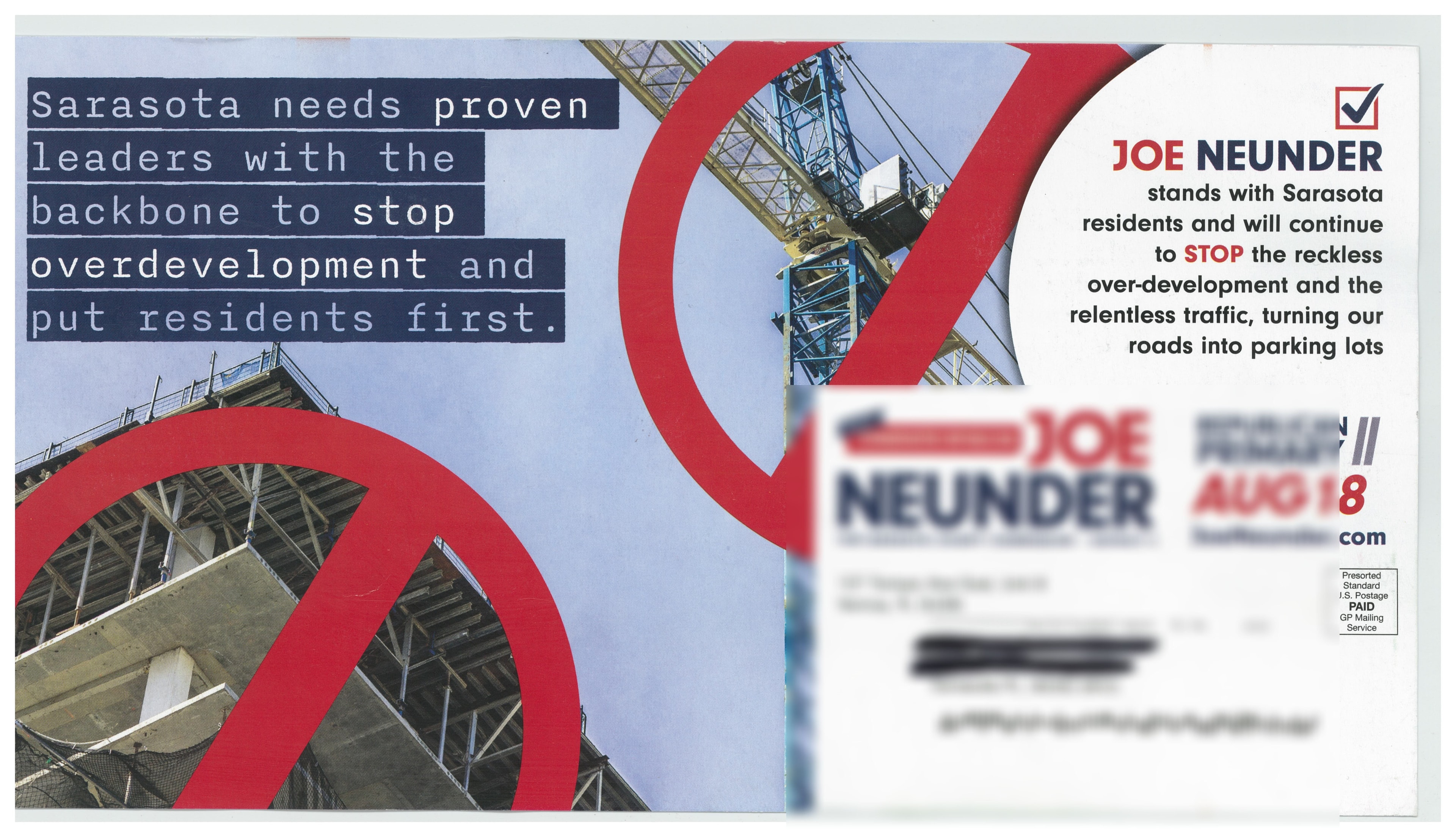 Neunder "Holding the Line" overdevelopment mailer, back