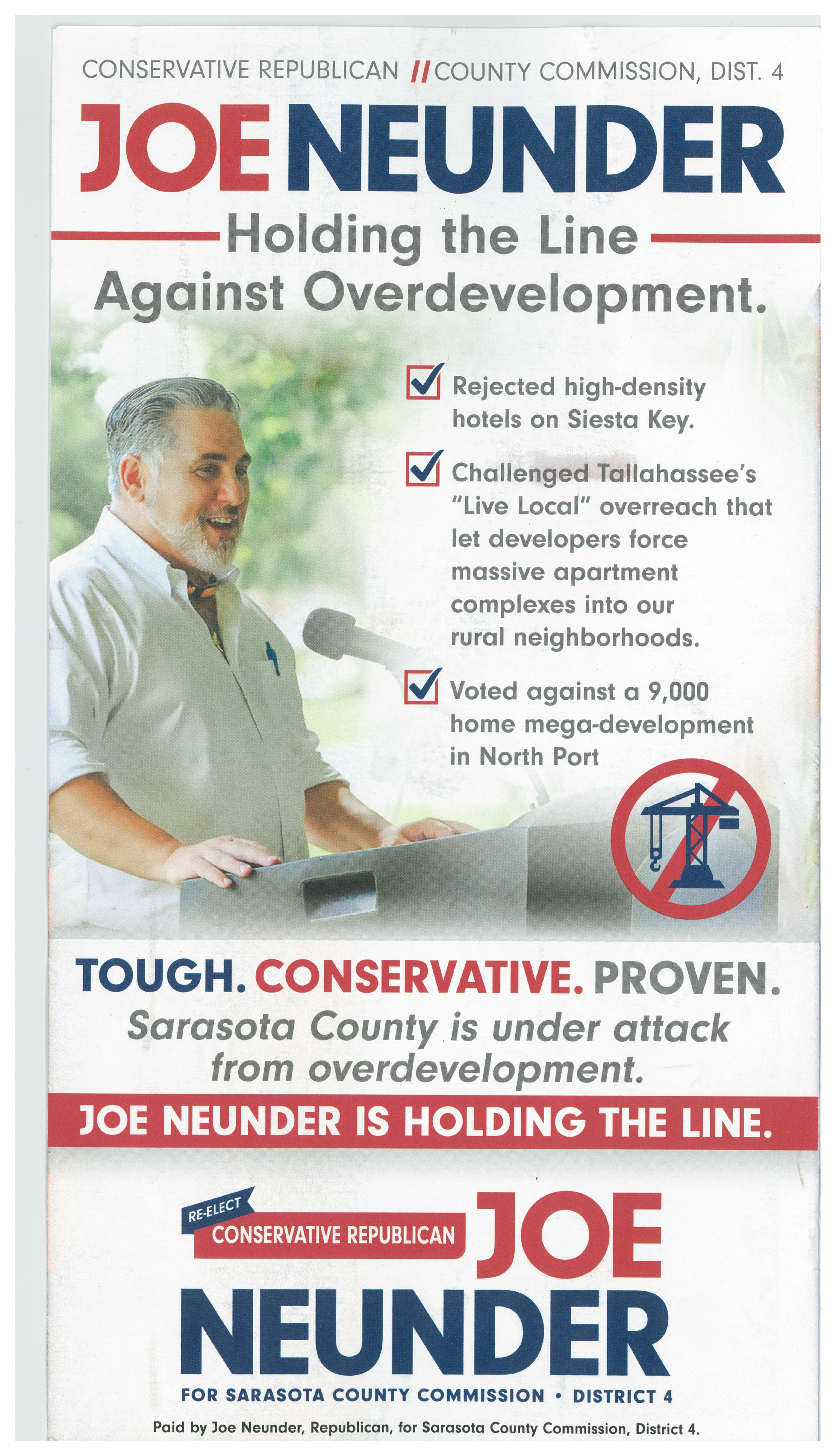 Neunder "Holding the Line" overdevelopment mailer, front